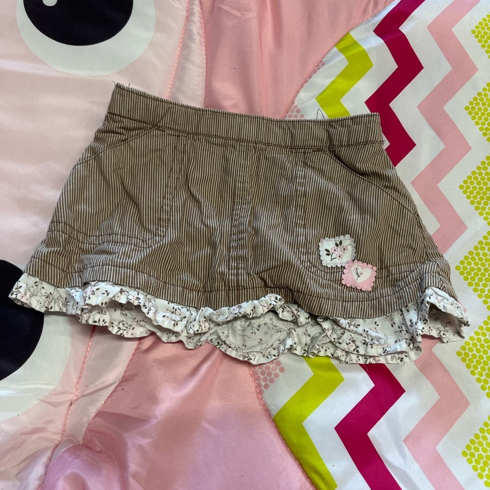 Carter's Brown Striped Skirt with Floral Trim